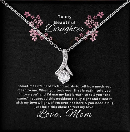 Beautiful Necklace to My Daughter Daughter Jewelry From Mom,S925 Sterling Silver Cubic Zirconia Alluring Necklace