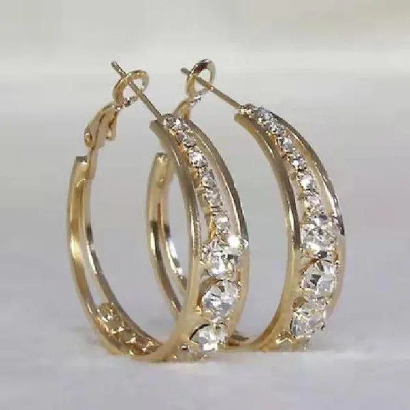 Women's Fashion Exquisite Rhinestone Oval Drop Earrings for Women Natural Diamond Wedding Engagement Party Banquet Hoop Earring Birthday Anniversary Gift