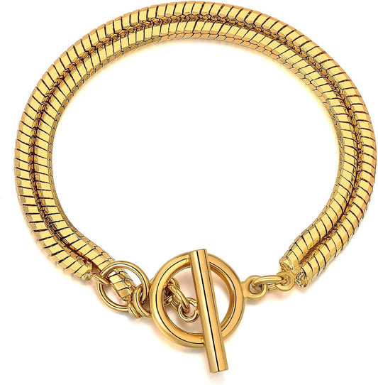 Two Layer 18K Gold Plated Brass Bracelet for Women/Link Chain Cute Bracelet/Fashion Gift for Women Girls