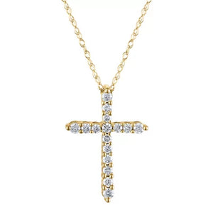 0.20 CT. T.W. Diamond Cross Pendant in 14K Gold H-I, I1