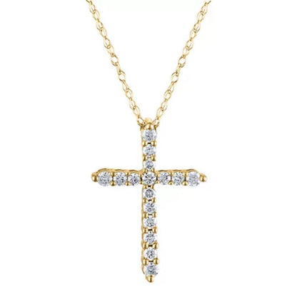 0.20 CT. T.W. Diamond Cross Pendant in 14K Gold H-I, I1