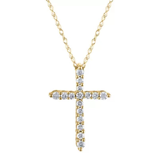 0.20 CT. T.W. Diamond Cross Pendant in 14K Gold H-I, I1