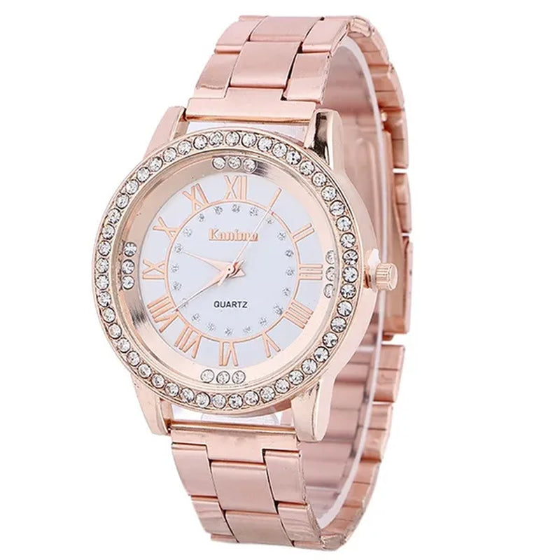 Luxury Brand Ladies Quartz Watches Women Full Diamond Rose Watch Gold Fashion Watch for Gift Clock Reloj Mujer Montre Femme