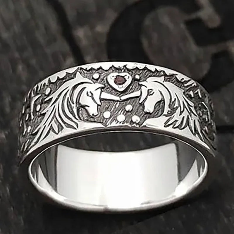 Exquisite fashion women's 925 Sterling Silver Double Unicorn red love Sapphire Diamond Ruby Ring unique Christmas birthday anniversary gift engagement ring