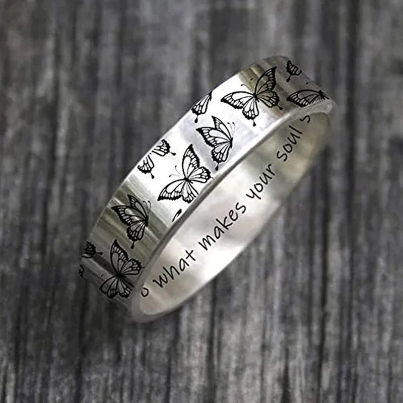 Women'S Butterfly Ring, No Diamonds Butterfly Ring, 925 Sterling Silver Engagement Ring, Wedding Rings, Fashion Jewelry, Size 5 6 7 8 9 10