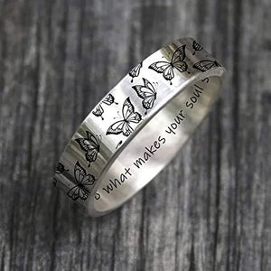 Women'S Butterfly Ring, No Diamonds Butterfly Ring, 925 Sterling Silver Engagement Ring, Wedding Rings, Fashion Jewelry, Size 5 6 7 8 9 10