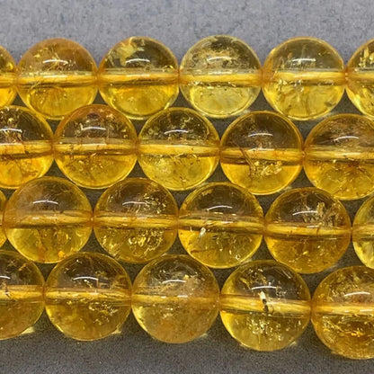 Yellow Citrine Cracked Crystal Bead Stone Round 4-12mm Gemstone Loose Spacer DIY