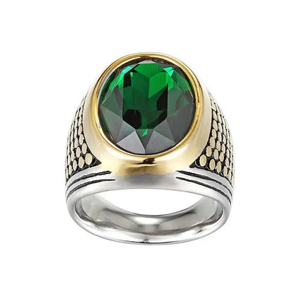 Business Men's Fashion Ring Red Zircon Ring Wedding Engagement Party Jewelry