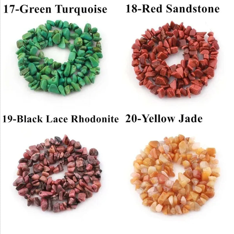 80Kinds 5-8MM natural stone irregular shape free-form chip beads tiger eye amethyst turquoise white crystal red coral Lapis lazuli used for jewelry making DIY bracelet 30"