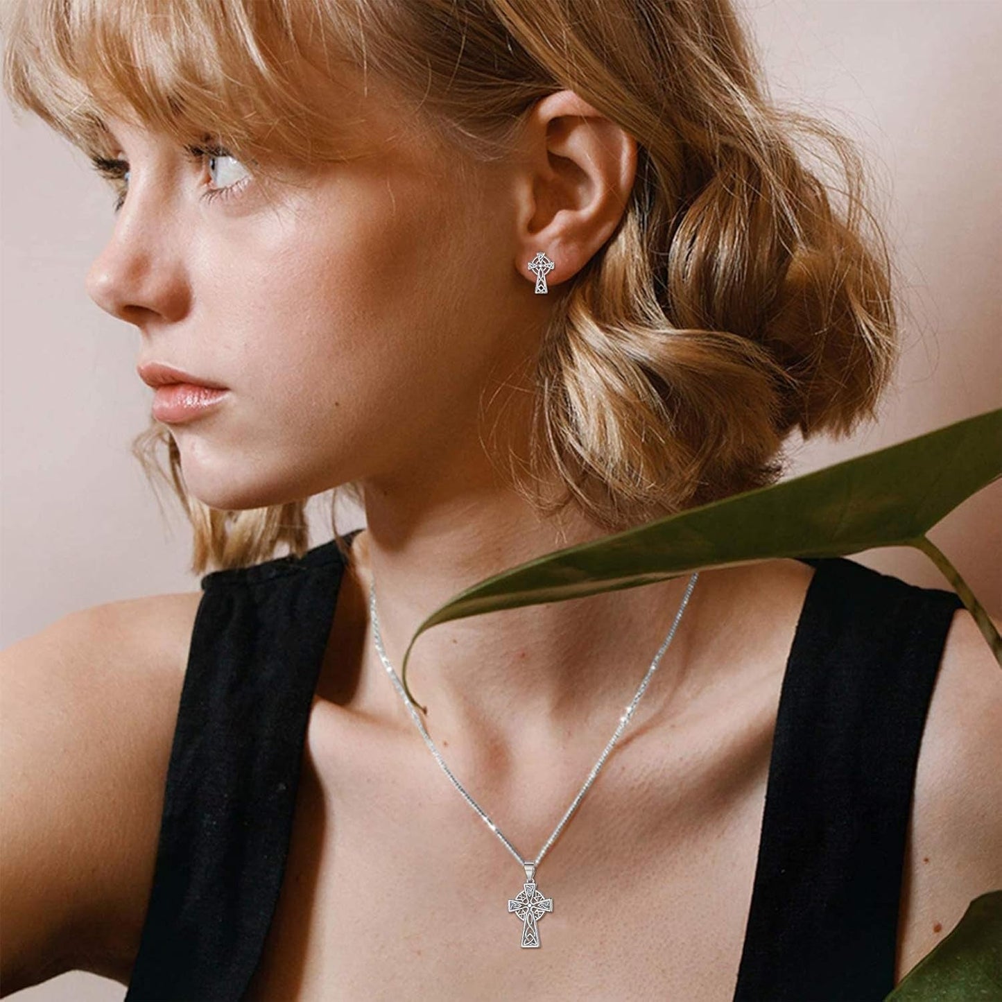 925 Sterling Silver Good Luck Irish Celtic Knot Necklaces Vintage Triangle/Cross/Round Pendant Necklaces Gift for Women