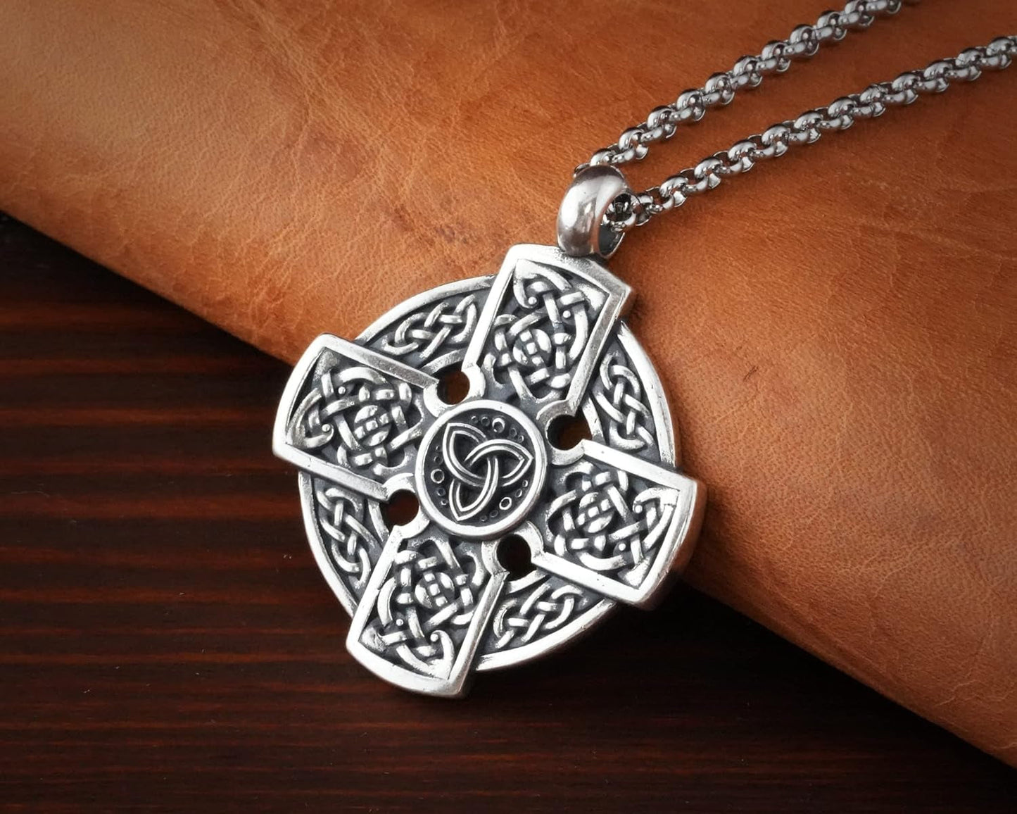 Triskele Handmade Celtic Cross Necklace for Women - Symbol of Faith Heritage - Cross Pendant for Men - Celtic Irish Cross Jewlery Charm - Catholic 925 Sterling Silver Cross Necklace