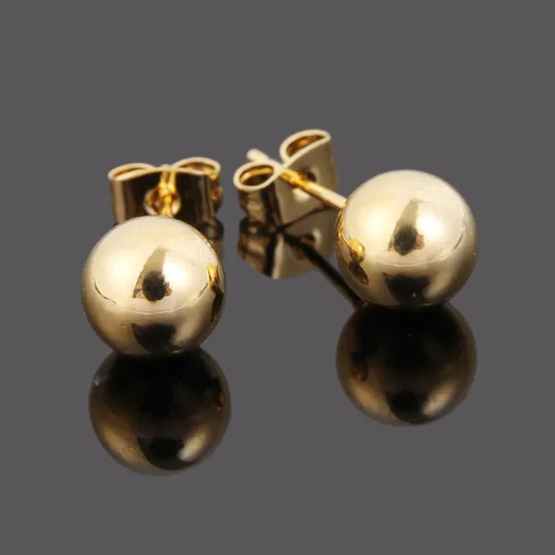 Ball Round Pendant Necklace Ball Round Earrings Jewelry 24K Gold Women Best Party Fine Jewelry