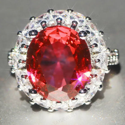 Unique  Silver Natural Ruby Gemstones Birthstone Bride Princess Wedding Engagement Strange Ring Size 6 7 8 9 10