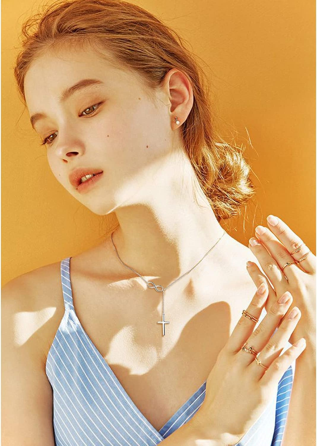 925 Sterling Silver Cross Style Pendant Religious Necklace