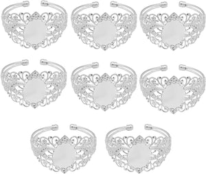 8 Pcs 25X18Mm Oval Cabochon Filigree Bezel Tray Blank Cuff Bangles Bracelet E for Crafting DIY Bracelets Making