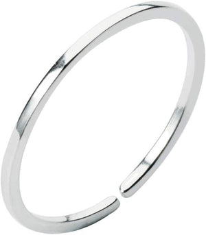 Minimalist 1Mm Midi Thin Open Band Ring S925 Sterling Silver Adjustable Stacking Wedding Promise Rings for Women Men