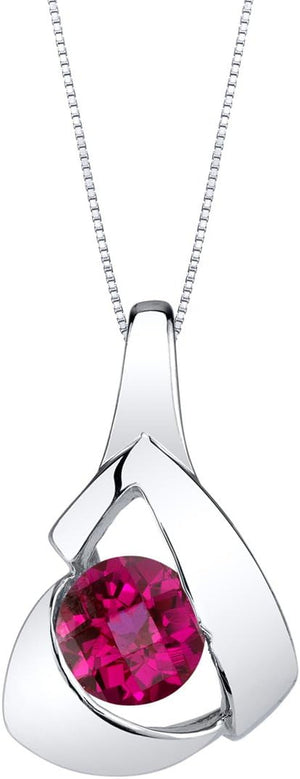 Sterling Silver Chiseled Solitaire Pendant Necklace for Women in Various Gemstones, round Shape 6Mm, with 18 Inch Italian Chain