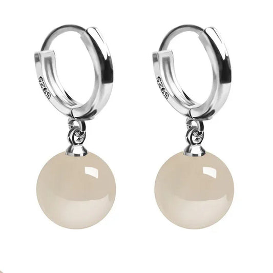 Exquisite and Fashion Yellow Agate Jade Drop Earrings for Women Luxury Stone Pearl Hoop Earrings Bridal Wedding Party Anniversary Gift Fashion Jewelry