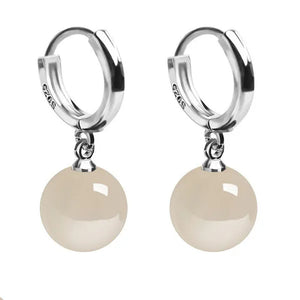 Exquisite and Fashion Yellow Agate Jade Drop Earrings for Women Luxury Stone Pearl Hoop Earrings Bridal Wedding Party Anniversary Gift Fashion Jewelry