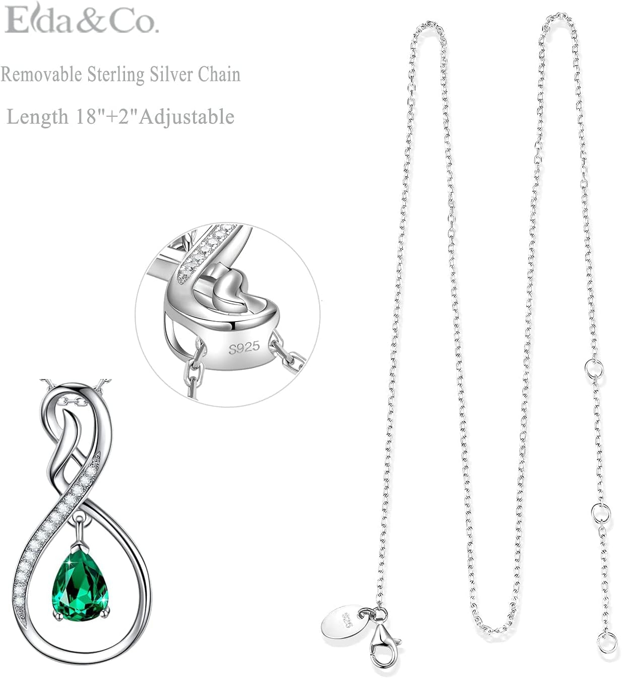 Birthday Gifts Wife Mom Forever Love Infinity Necklace for Women 925 Sterling Silver June July Birthstones Pearl Purple Alexandrite Ruby Jewelry Gifts for Her