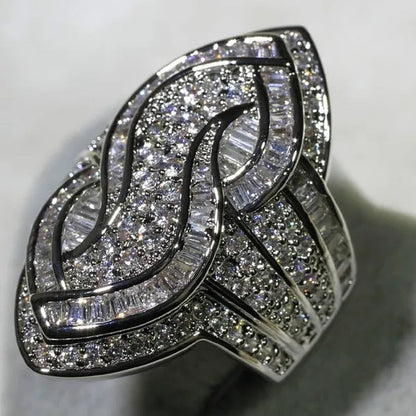 Luxury  Genuine White Sapphire s Wedding Engagement Ring Party Jewelry Gifts