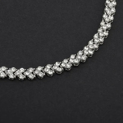 Hip Hop Bling Iced Out Cubic Zirconia Charm Bracelet  Gold Silver Tennis Chain Bracelets Women 3 Row Link Chain Jewelry