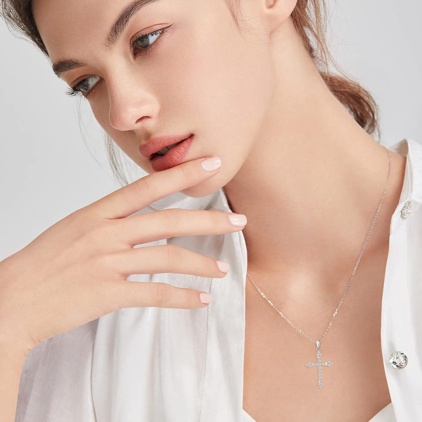 Cross Necklace for Women 925 Solid Sterling Silver Cubic Zirconia Twisted Cross Infinity Loop Princess Pendant Necklace Faithful for Women Girls, 18" Extender