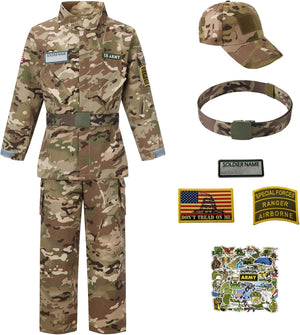 Kid Army Costume,Deluxe Soldier Costume Boy and Girl,Army Camouflage Uniform for Kid
