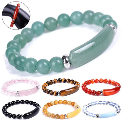 1Pc 8MM Healing Stone Bracelets,Amethyst Gemstone Charm Stretch Bracelet,Aventurine Jade Stretch Bracelet,Tiger Eye Yellow Topaz Obsidian Beads Crystal Energy Charm Bracelet,Handmade Jewelry for Women