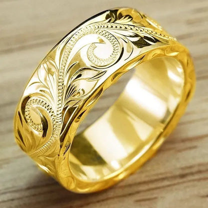 Personality Women's Fashion Exquisite Ring Carved Flower Jewelry for Women Stackable Rings Beautiful Ladies Proposal Engagement Party Accessories Elegant Bride Wedding Band Anniversary Gift Size 4-12 Bague Femme
