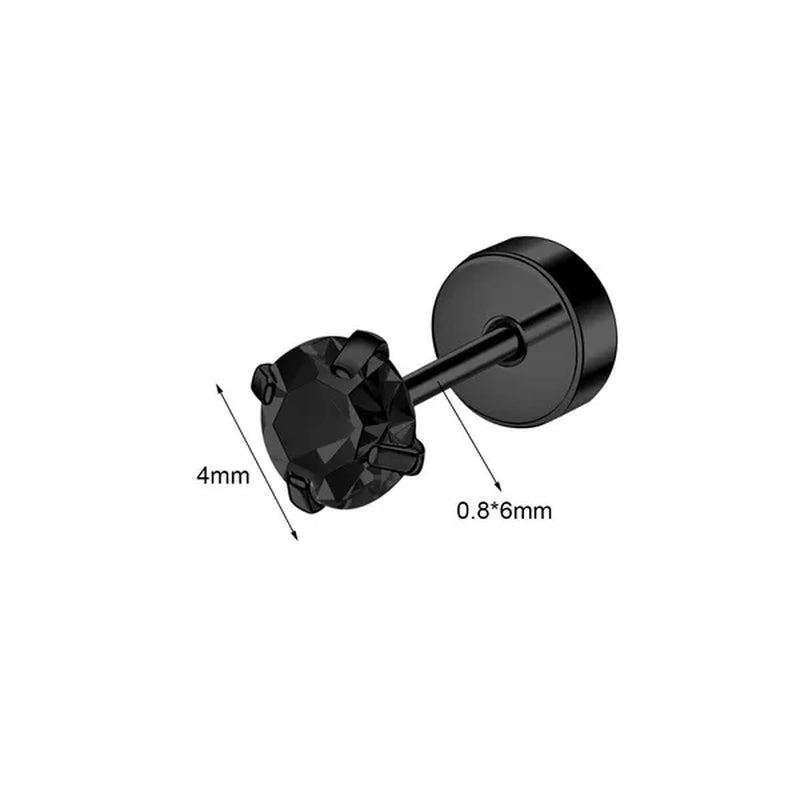 1 Pair Stainless Steel White Zircon Stud Earrings for Women Men Claw Earring Ear Helix Cartilage Piercings Flat Back Earrings Jewelry 20G