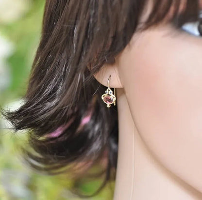 Unique Blue Sapphire Oval Pink Tourmaline Gemstone Dangle Hook Earrings Women Jewelry Gifts