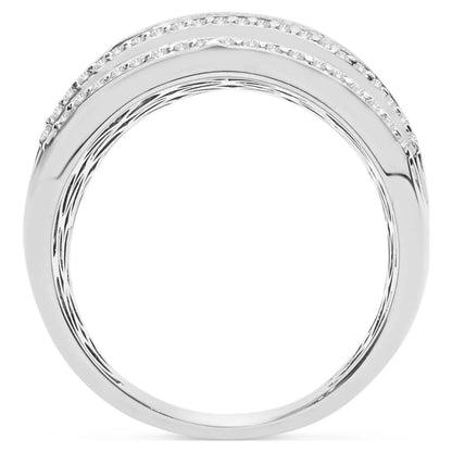 1 Carat Baguette and round Colorless Diamond Band Ring in Sterling Silver for Women