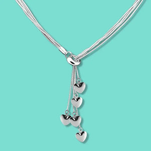 2020Fashion 925 sterling silver necklace female heart pendant multi-layer snake chain solid silver necklace girls fashion jewelry