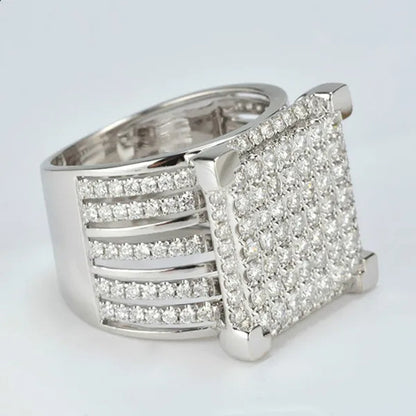 Men's Natural White Stone 925 Sterling Silver Ring Gifts