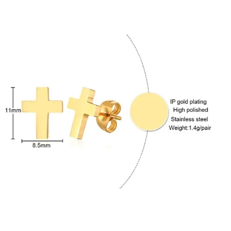Delysia King Men'S Cross Stud Earrings - WORLD TIME VISITS