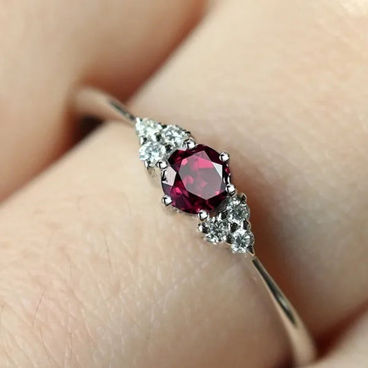 Red Ruby Jewelry Palace Natural Garnet Halo Engagement Ring Sterling Sliver Jewelry for Women