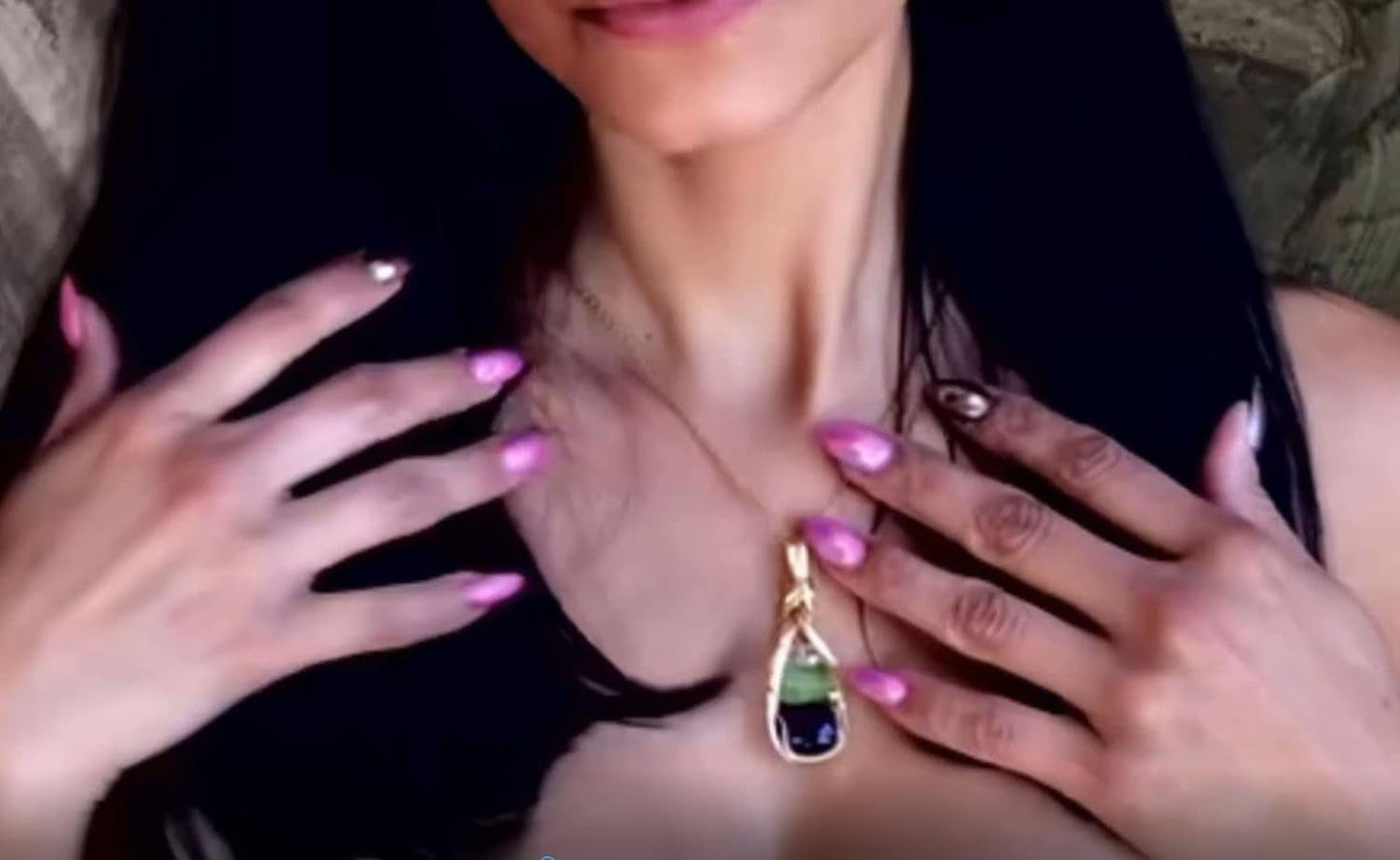 Amethyst Peridot Crystal and Herkimer Diamond Necklace Pendant Sterling Silver Detox Weight Loss Vibration Energy Dtxs1 (Gold-Filled)