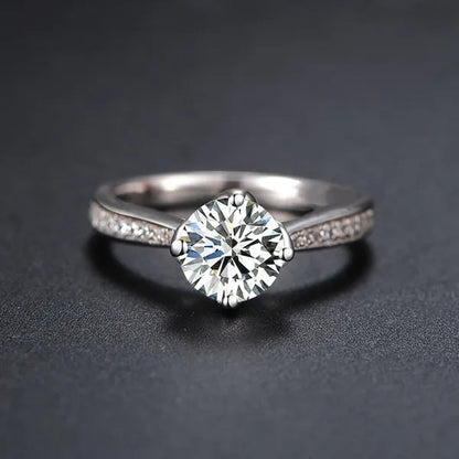 New Fashion Brilliant Round Cut Ruby Moissanite Ring 14K White Gold Plated Anti-tarnish Elegant Engagement Wedding Ring for Lover Precise Size 5-12