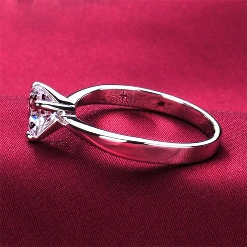 Simple Silver Color Ring Love White Zirconia Women Ring Wedding Anniversary Christmas Gift Beach Party Jewelry