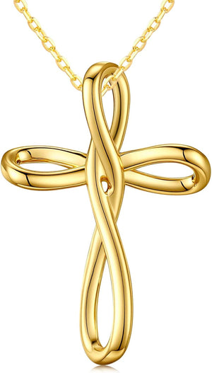 14K Gold Plated Cross Necklace for Women Cross Pendant Necklace Faith Jewelry Gifts for Wife Her