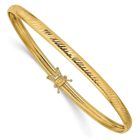 14 Karat Yellow Gold Diamond-Cut Flexible Bangle