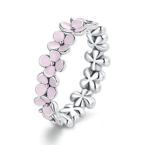 Trendy Pink Flower Wreath Finger Rings for Women Engagement Wedding Finger Ring Statement Jewelry
