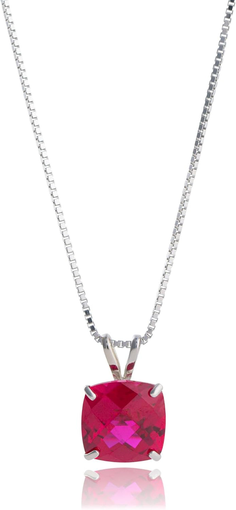 14K Gold 8Mm Gemstone Pendant Necklace for Women with 18 Inch Box Chain (Previously Amazon Collection)