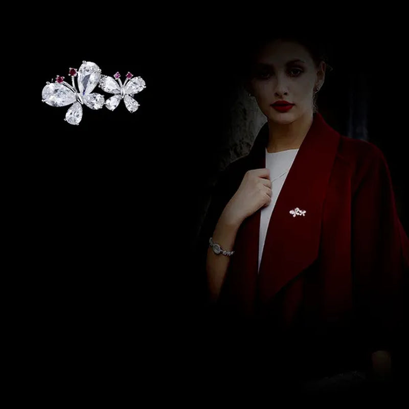 7 colors New Rhinestone Brooches for Women Butterfly Brooch Wedding Fashion Jewelry Gift Women Cute Zinc Crystal Butterfly Enamel Pin Accessories Arrow