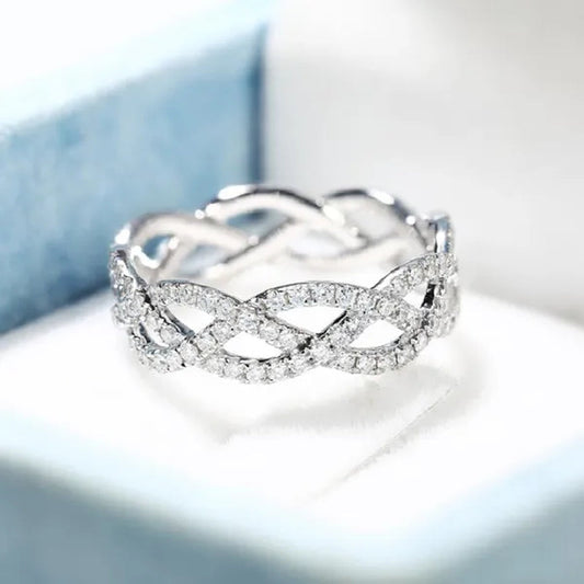 Luxury Jewelry 925 Sterling Silver Twist Ring White Sapphire Diamond Rings for Women Wedding Engagement Party Anniversary Gift