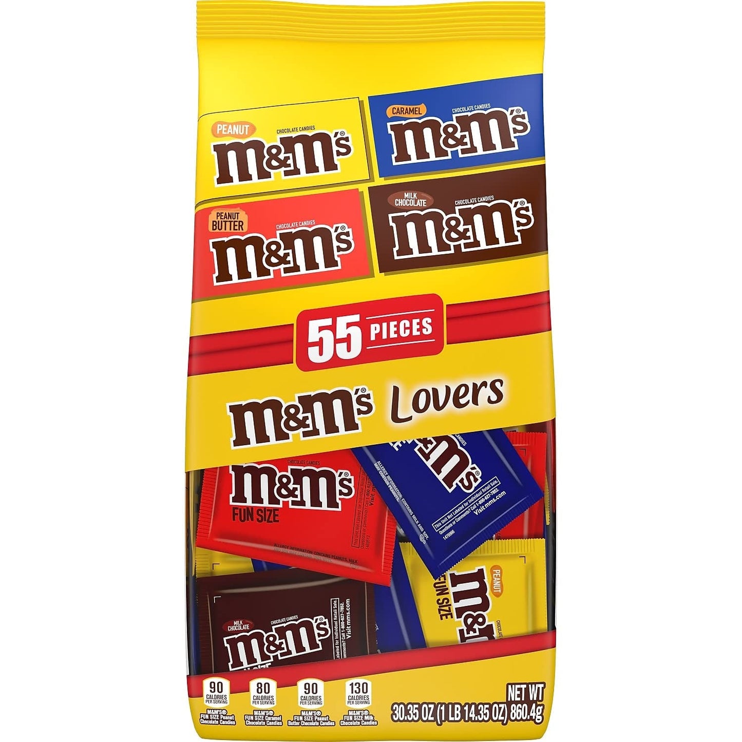 Original, Peanut, Peanut Butter & Caramel Fun Size Bulk Easter Chocolate Candy, 30.35 Oz, 55 Ct, Bag