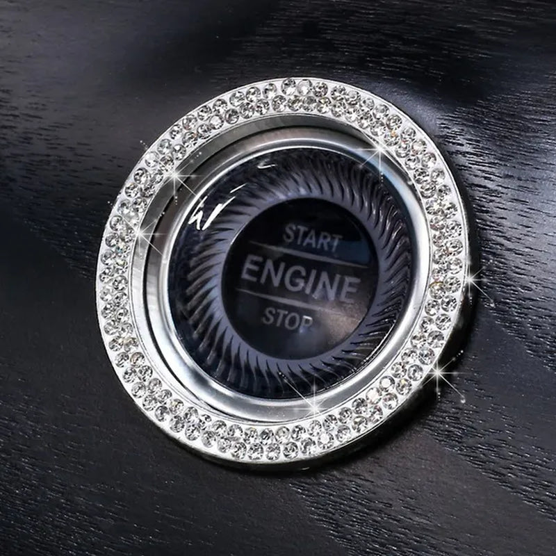 New Car One-Key Engine Start Stop Ignition Push Button Decorative Circle Ring Keyless Cover Trim Crystal Diamond Parts Decorate - WORLD TIME VISITS