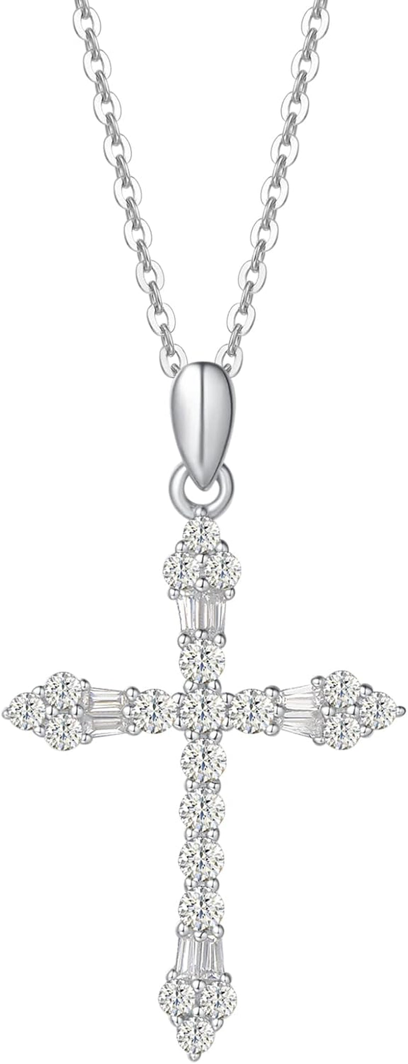 Cross Necklace for Women 925 Solid Sterling Silver Cubic Zirconia Twisted Cross Infinity Loop Princess Pendant Necklace Faithful for Women Girls, 18" Extender