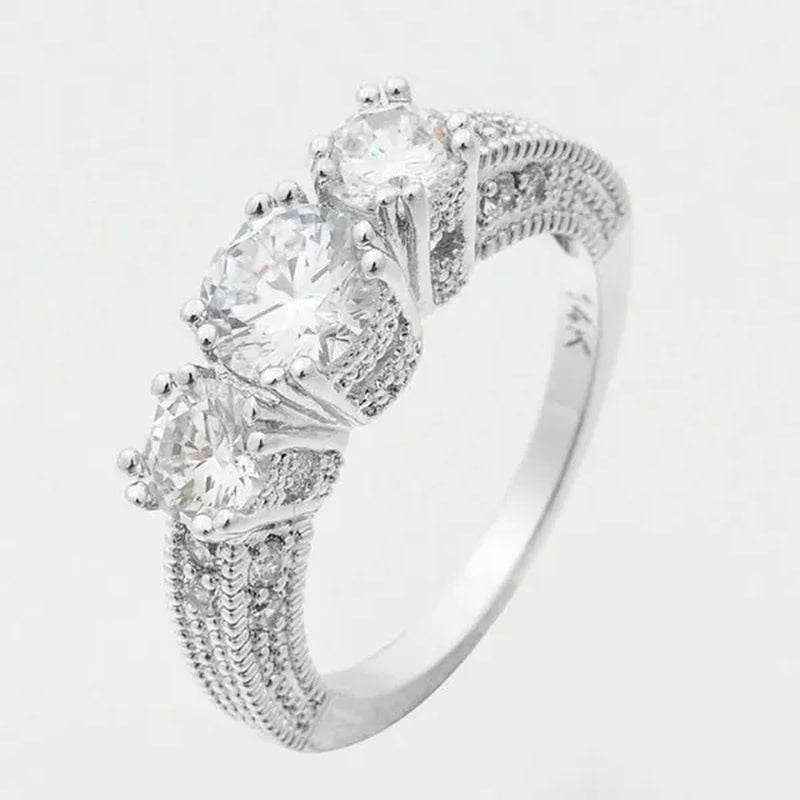 Natural 2.66Ct White Diamond 14K White Gold Ring Size6-10